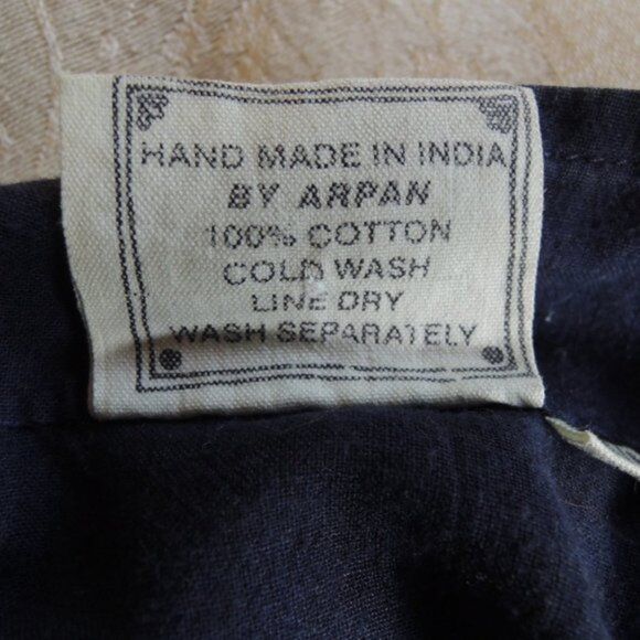 Market Place Blue Batik Cotton Button Jacket Top S/M *Runs L - Picture 8 of 8